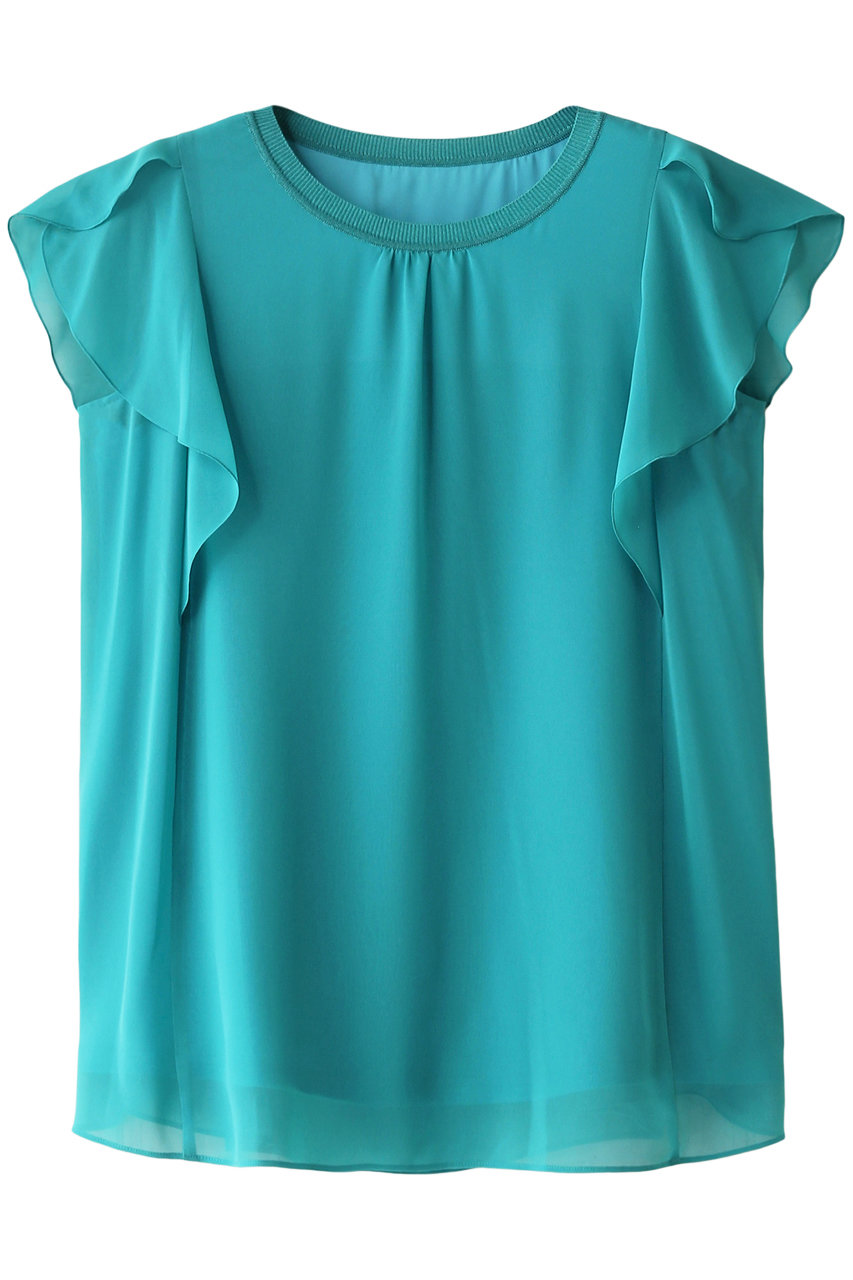 ANAYI(アナイ)｜シフォンコンビナローフリルプルオーバー/ブルー の  