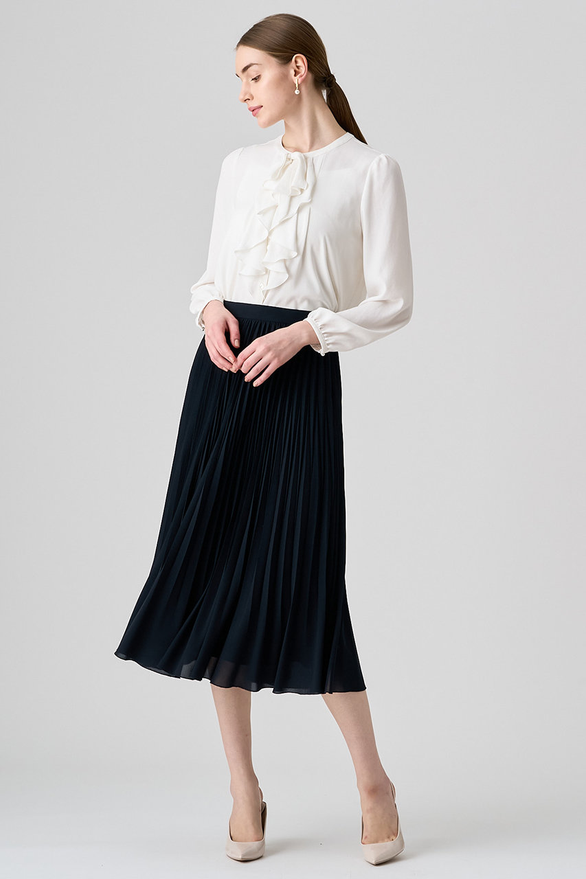 ANAYI(アナイ)｜シアードビープリーツスカート/ネイビー の通販