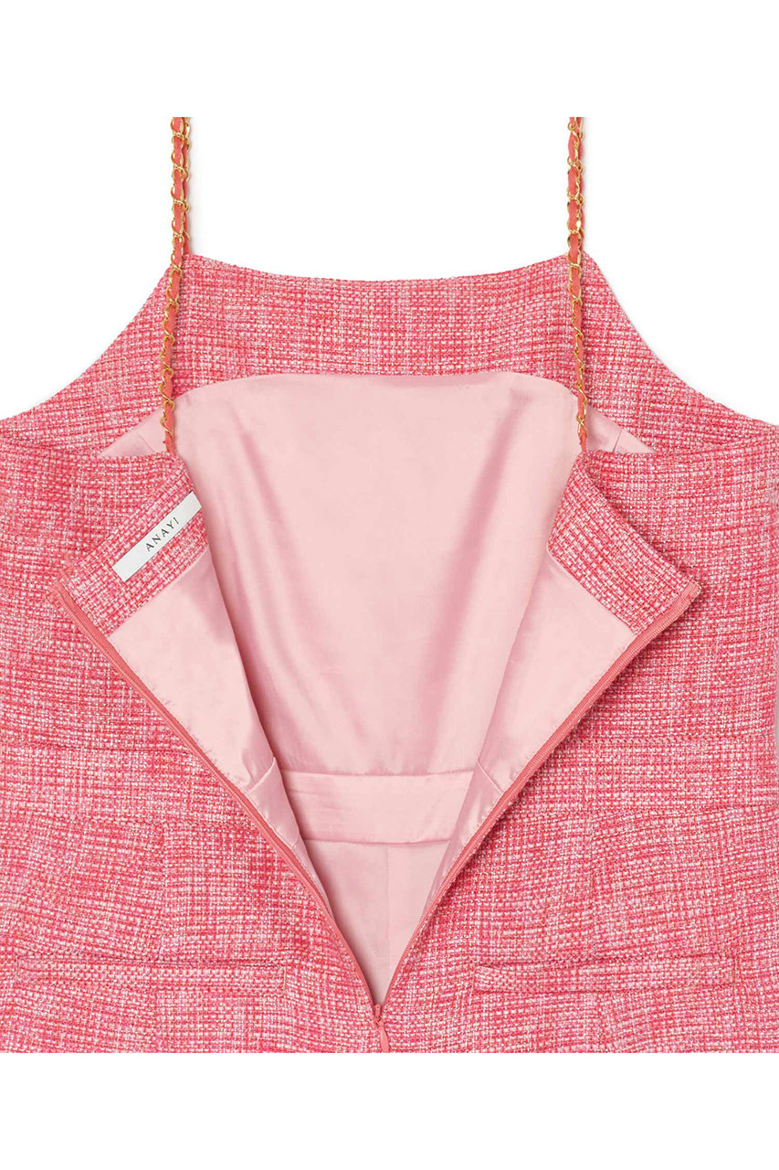 【24AW】アナイ　メランジ ツイード オールインワン　サロペット　34 ANAYI(アナイ)｜メランジツイードオールインワン/ピンク の通販
