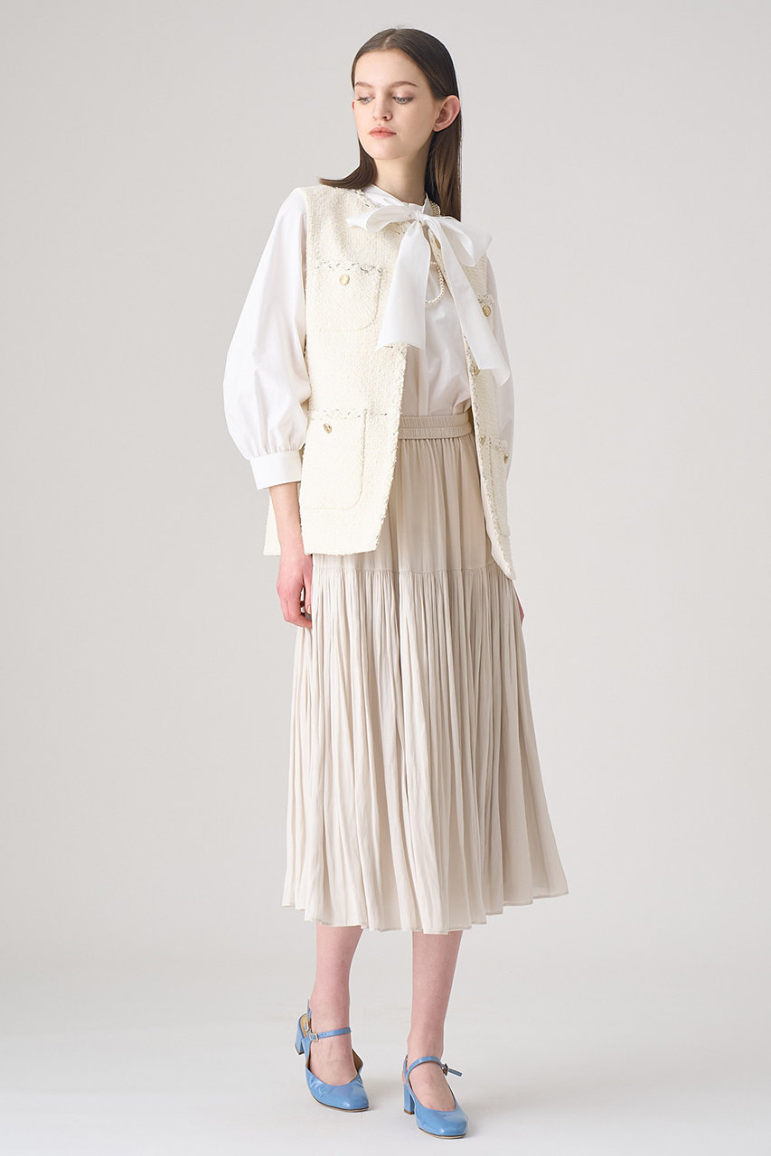 ANAYI(アナイ)｜カッセンライトサテンティアードスカート/アイボリー  