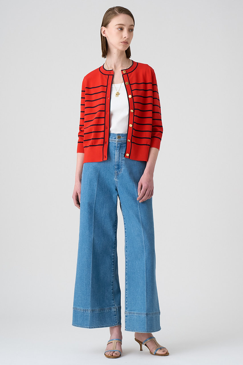 24SS 現行品 ANAYI ハイツイストコットンナイロンボーダーカーディガン ANAYI(アナイ)｜ハイツイストコットンナイロンボーダー