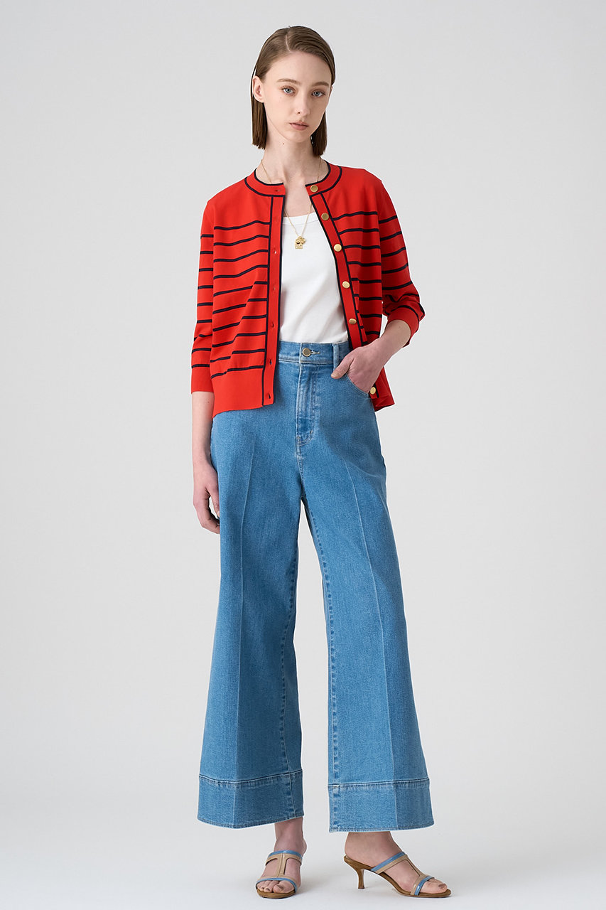 ANAYI(アナイ)｜ストレッチデニムワイドパンツ/ブルー の通販