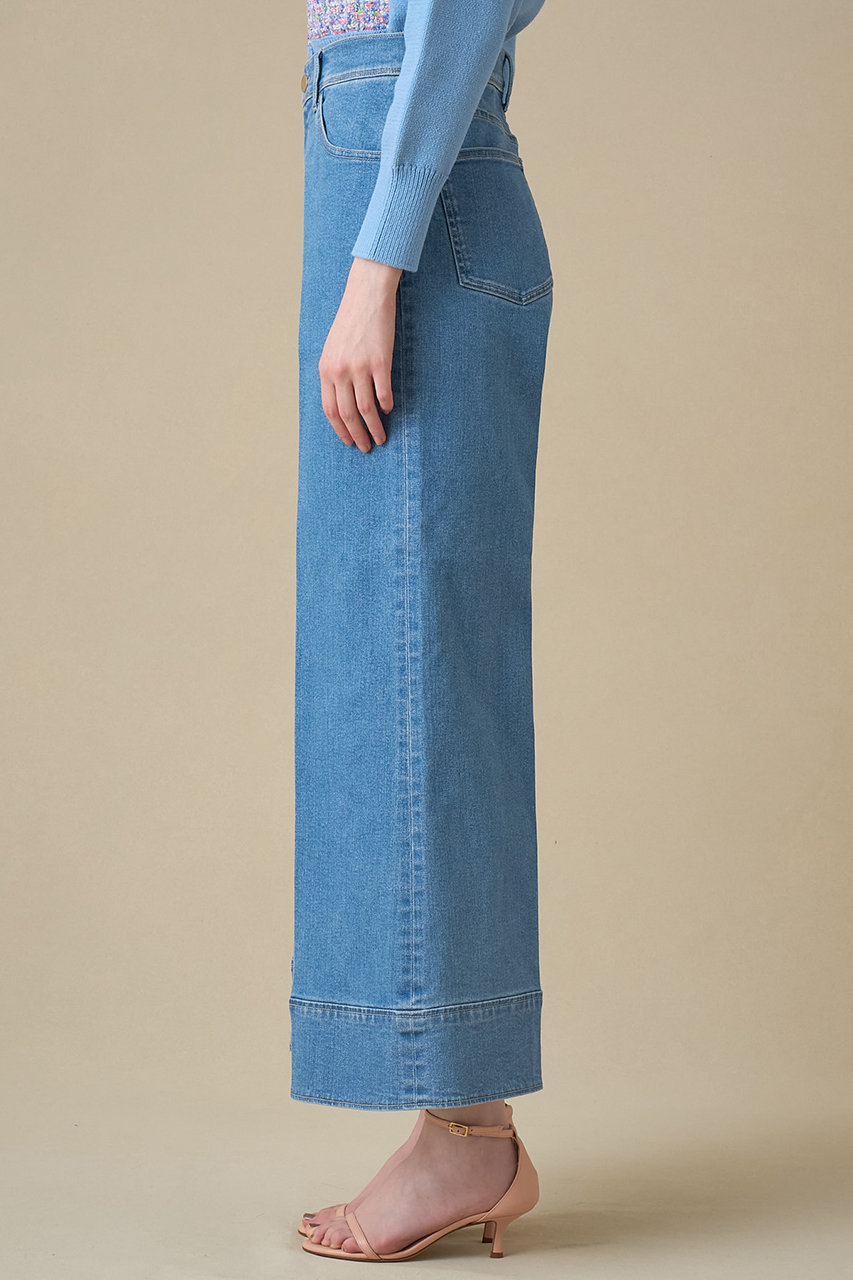 ANAYI(アナイ)｜ストレッチデニムワイドパンツ/ブルー の通販