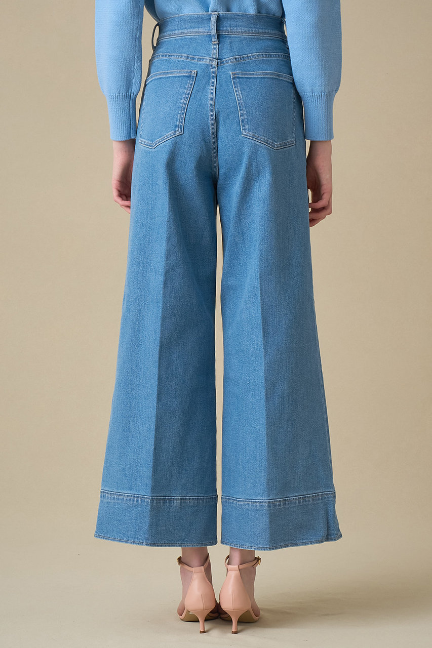 ANAYI(アナイ)｜ストレッチデニムワイドパンツ/ブルー の通販