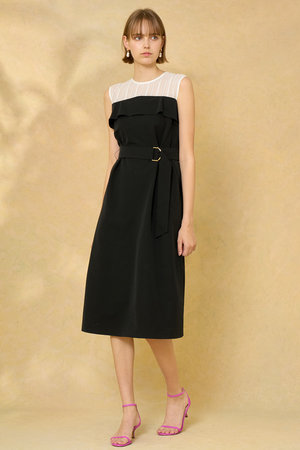 アナイ/ANAYIのシアーストライプ切り替えフレアワンピース(110500/110502)