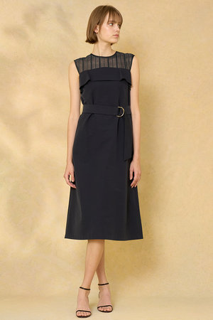 アナイ/ANAYIのシアーストライプ切り替えフレアワンピース(110500/110502)