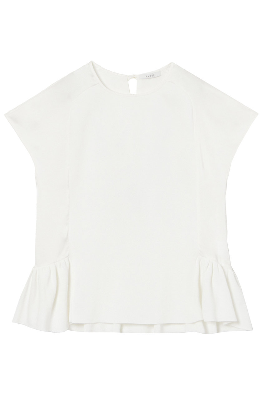 アナイ/ANAYIの布帛コンビフリルヘムプルオーバー(ホワイト/10242816100-95-380)