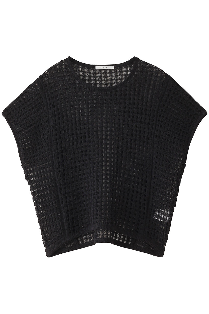 アナイ/ANAYIの和紙ビッグメッシュショートプルオーバー(ブラック/10242816620-95-380)