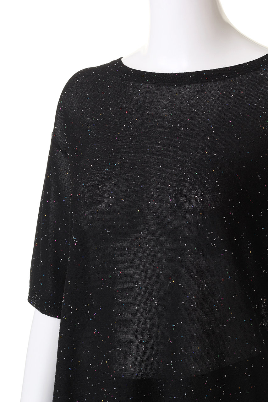 23AW♡ANAYI アナイ スパングルヘアリー半袖 プルオーバー 38 ラメ ANAYI(アナイ)｜マルチカラースパングルTプルオーバー/オフホワイト の