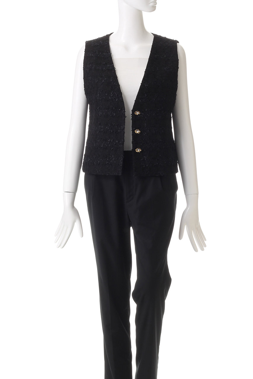 ANAYI(アナイ)｜ミックスヤーンツィードショートジレ/ブラック の通販