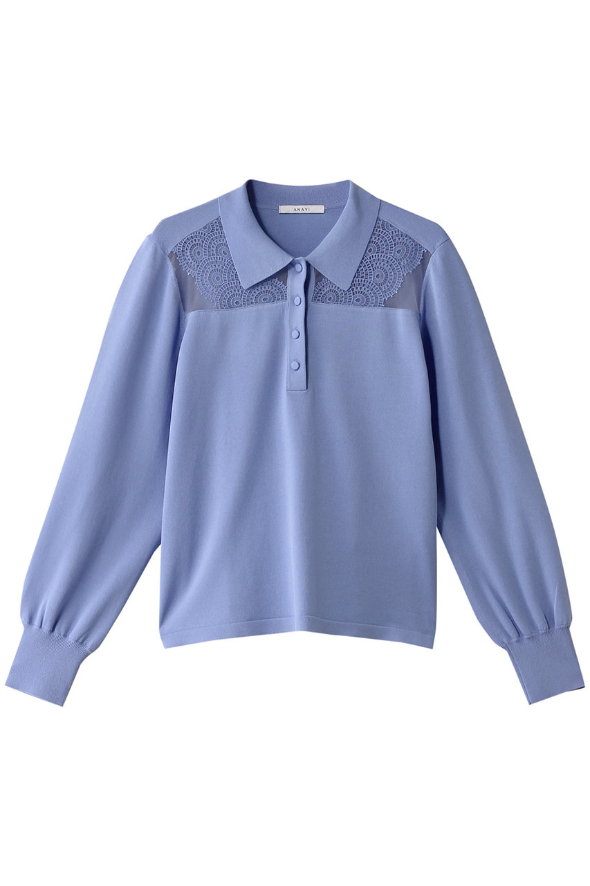 アナイ/ANAYIの衿付キシアーレースプルオーバー(ブルー/10242816870-95-380)