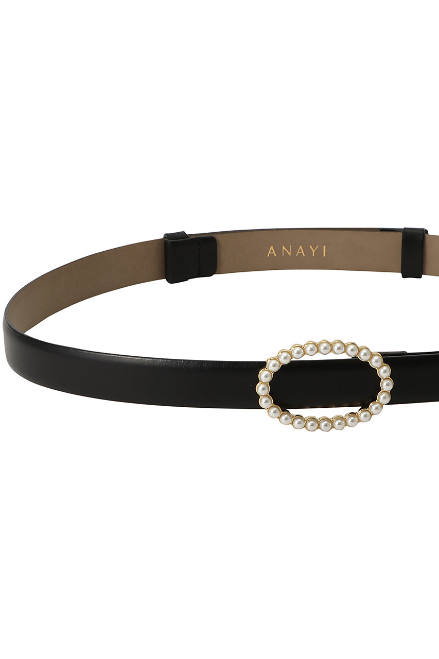 ANAYI(アナイ)｜パールオーバルバックルBELT/ブラック の通販