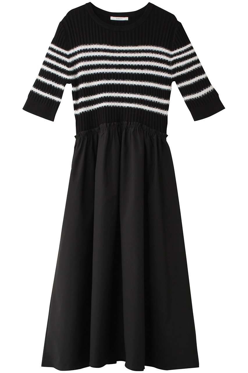 アナイ/ANAYIのフェザーボーダードッキングワンピース(ブラック/10242714650-98-380)