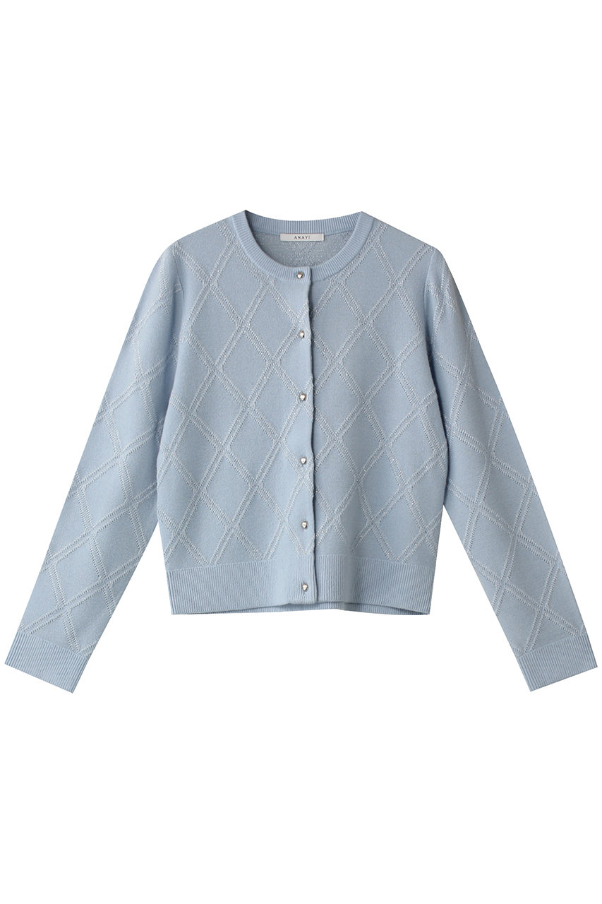 ANAYI ラメアーガイルカーディガン (サックス, 38) アナイ ELLE SHOP ANAYI ラメアーガイルカーディガン (サックス, 38) アナイ ELLE SHOP