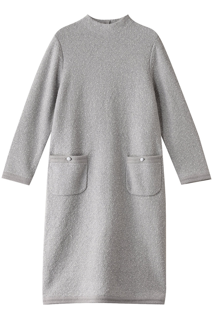 ANAYI ウールブークレ配色ワンピース (グレー, 38) アナイ ELLE SHOP ANAYI ウールブークレ配色ワンピース (グレー, 38) アナイ ELLE SHOP
