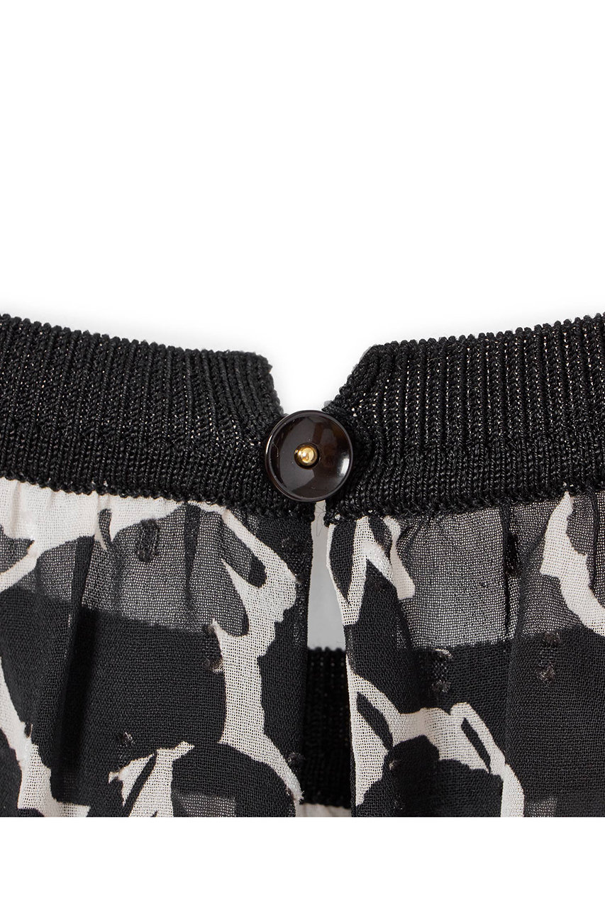 ANAYI(アナイ)｜モノトーンフラワープリントボートネック ブラウス