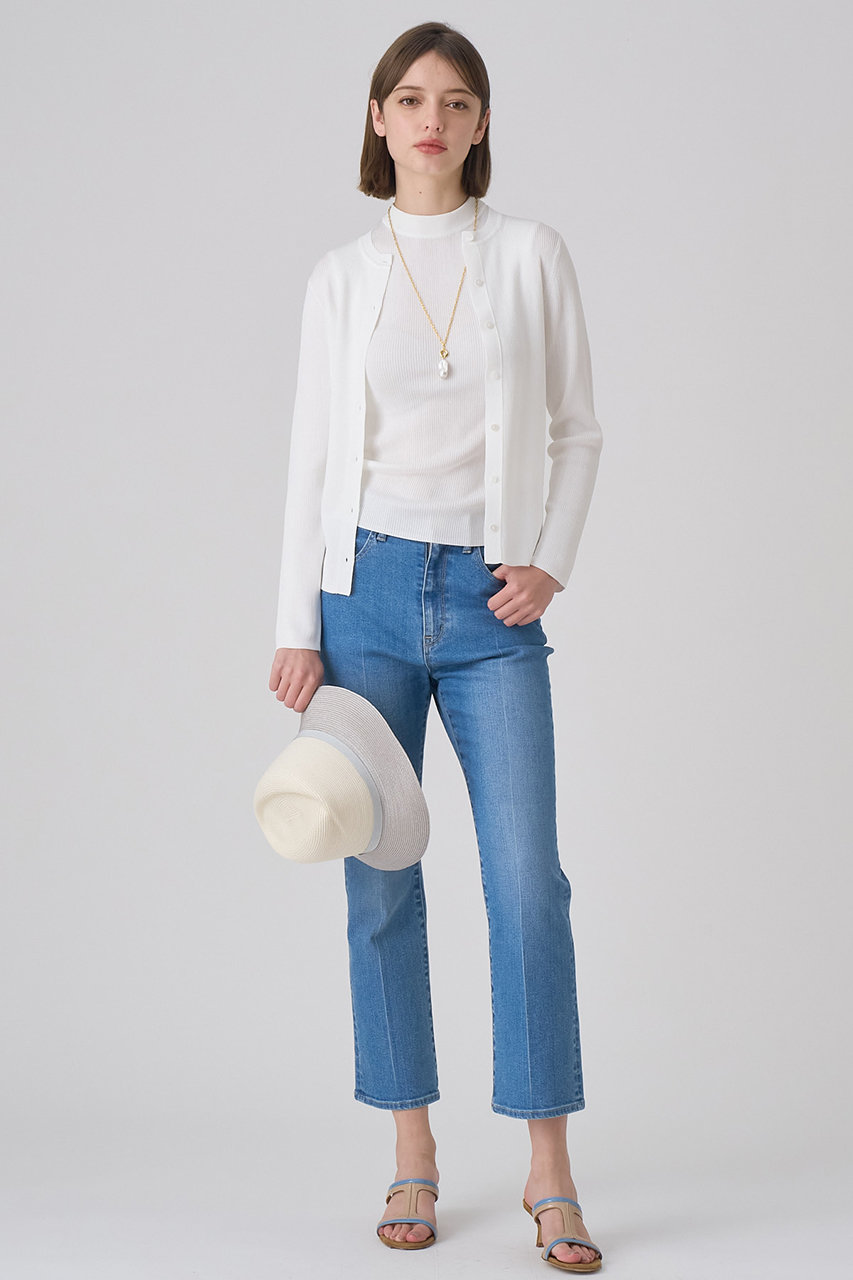 【新品】ANAYI アセテートポリエステルクルーネックカーディガン ブラウン36 アセテートポリエステルクルーネック カーディガン|ANAYI OFFICIAL