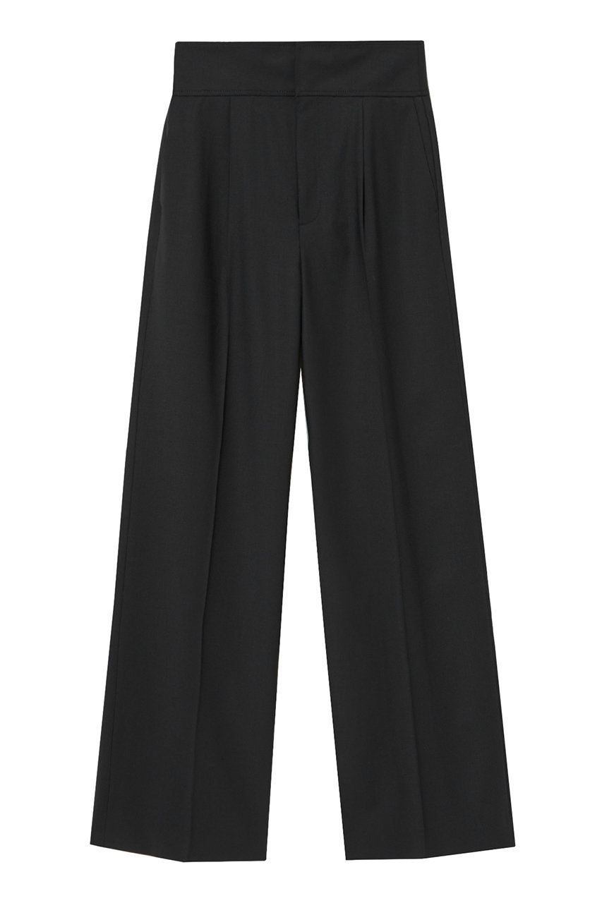 ANAYI ウールトロピカルタックワイドパンツ (ブラック, 38) アナイ ELLE SHOP ANAYI ウールトロピカルタックワイドパンツ (ブラック, 38) アナイ ELLE SHOP