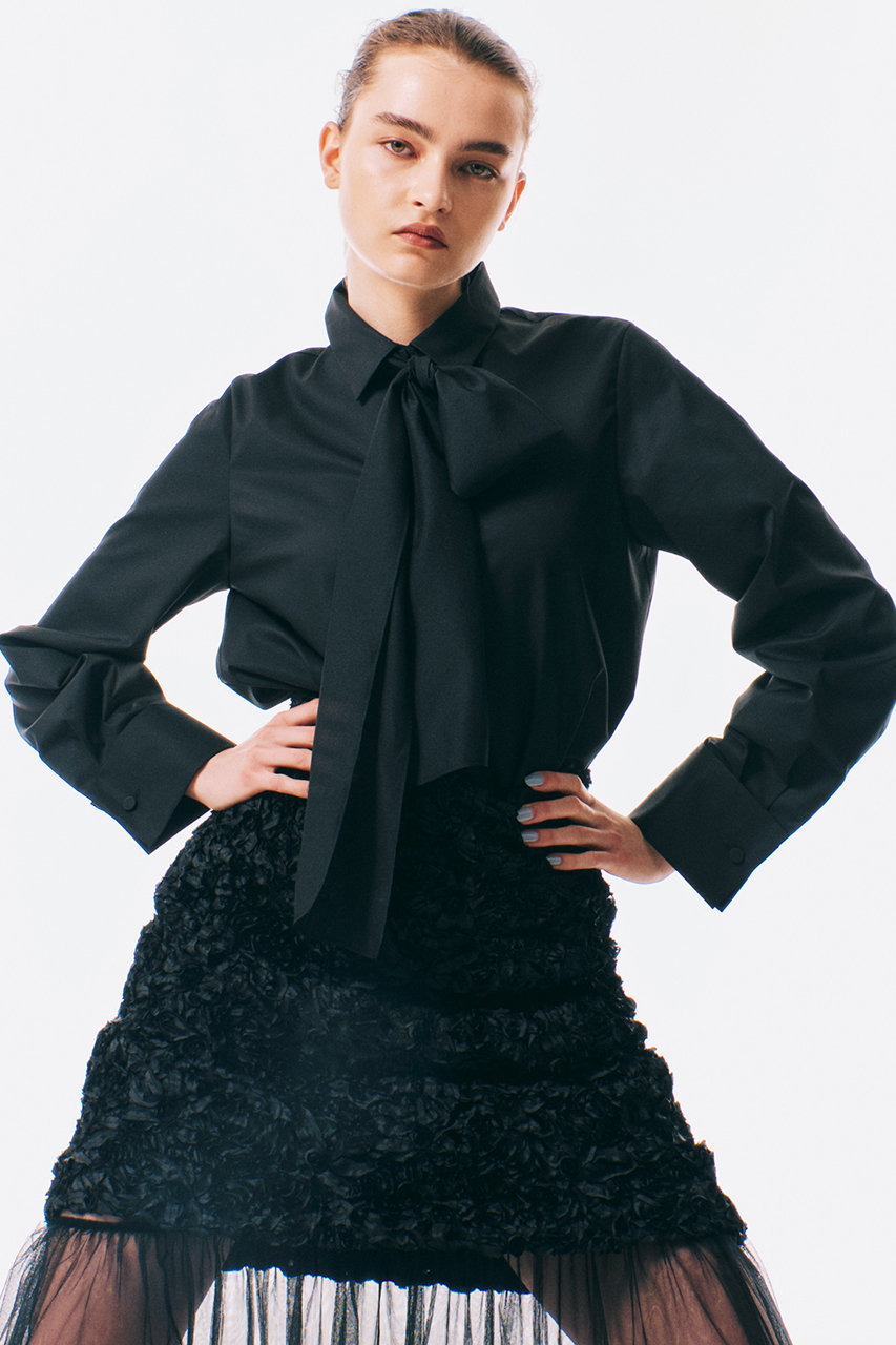 ANAYI(アナイ)｜テープ刺繍レイヤード スカート/ブラック の通販