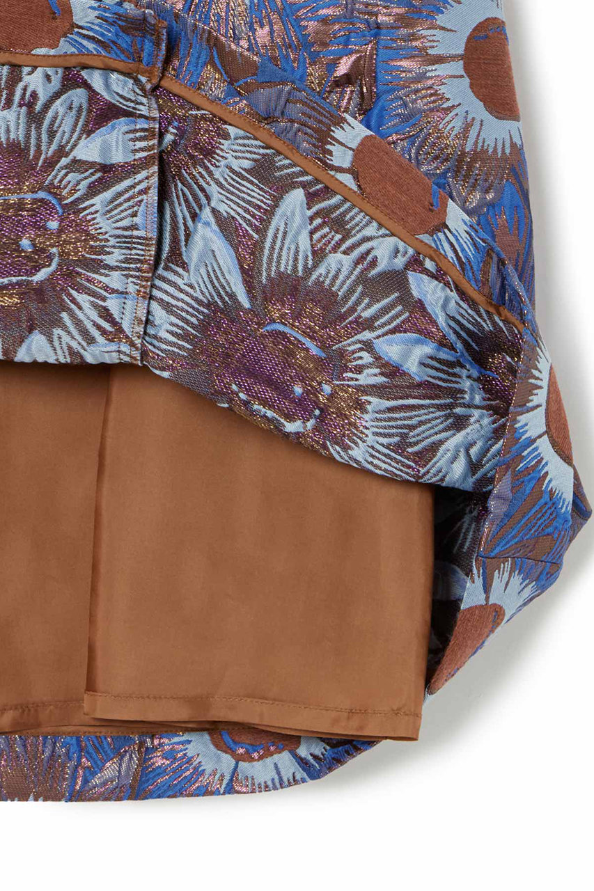 美品ANAYIアナイ　フラワージャガードスカート　ネイビー×ブラウン　38 フラワージャガードタック スカート | ANAYI/アナイ | 三越