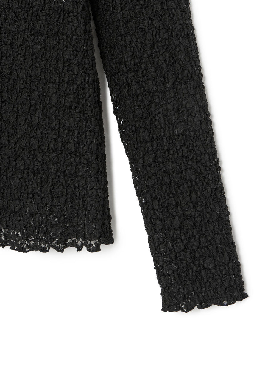 ANAYI(アナイ)｜ストレッチレースモックネックプルオーバー/ブラック