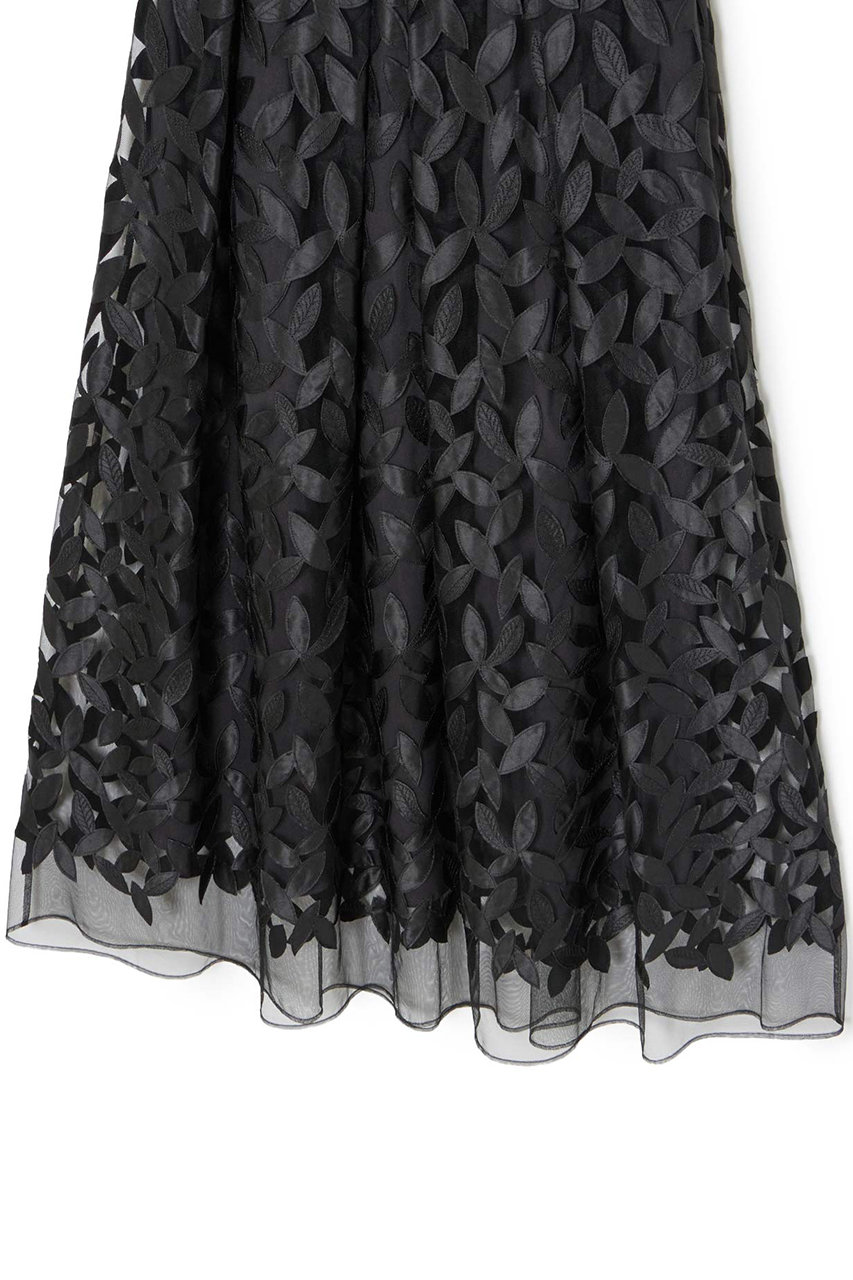 ANAYI(アナイ)｜リーフチュールタックフレアスカート/ブラック の通販