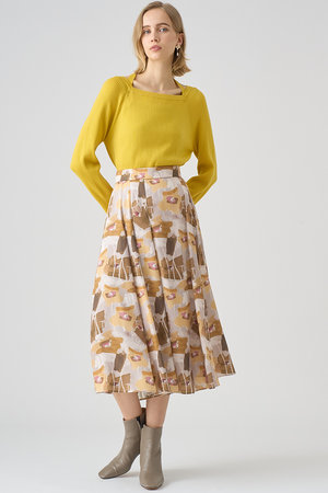 アナイ/ANAYIのペイントフラワープリントイレギュラースカート(110700/110703)