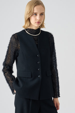 アナイ/ANAYIのプレイドフェザーチュールプルオーバー(110100/110103)