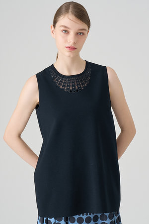 アナイ/ANAYIのドットカットワークチュニックプルオーバー(110300/110301)