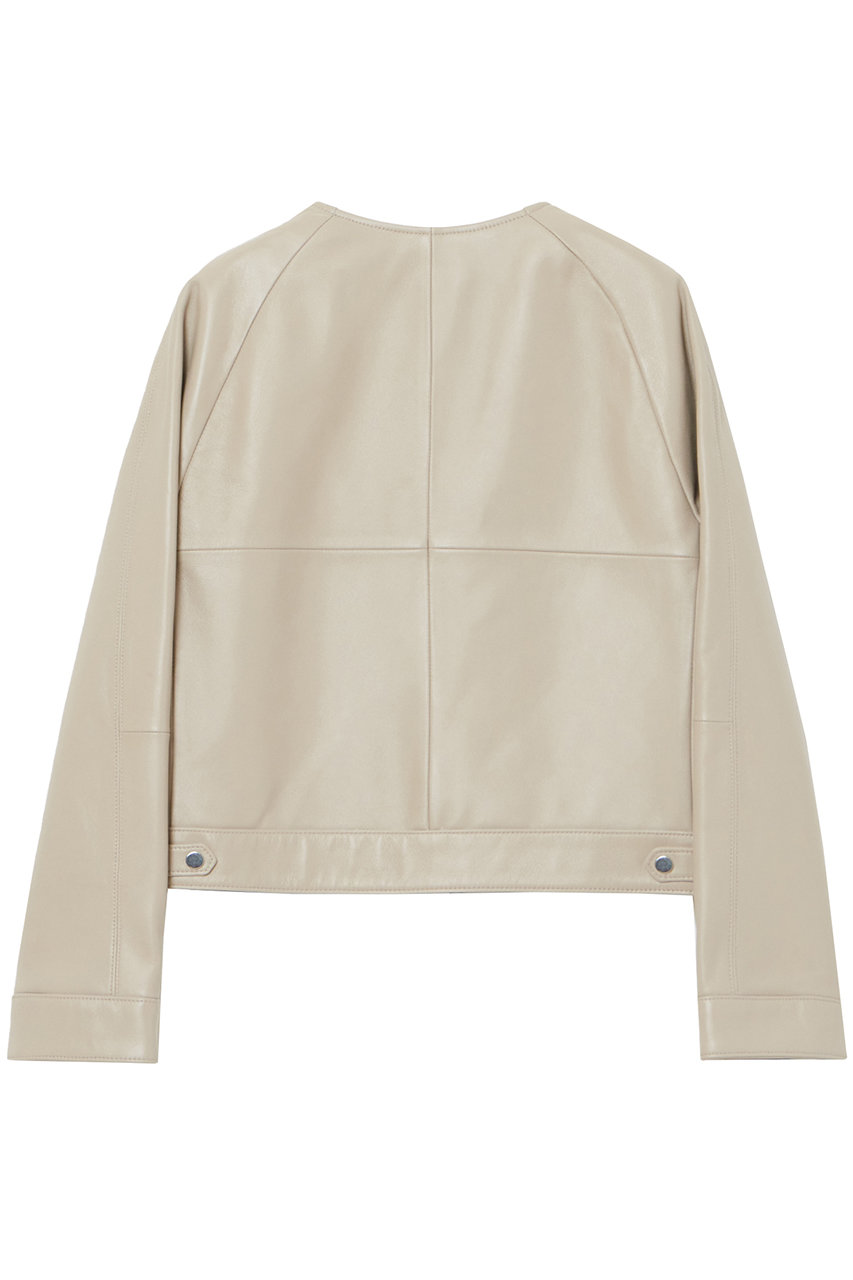 【美品】ANAYI ラムレザージャケット ノーカラー グレージュ 38 38 ファッション 【美品】ANAYI ラムレザージャケット ノーカラー