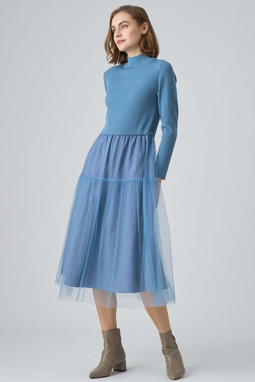 ANAYI(アナイ)｜チュールドッキングワンピース/ブルー の通販