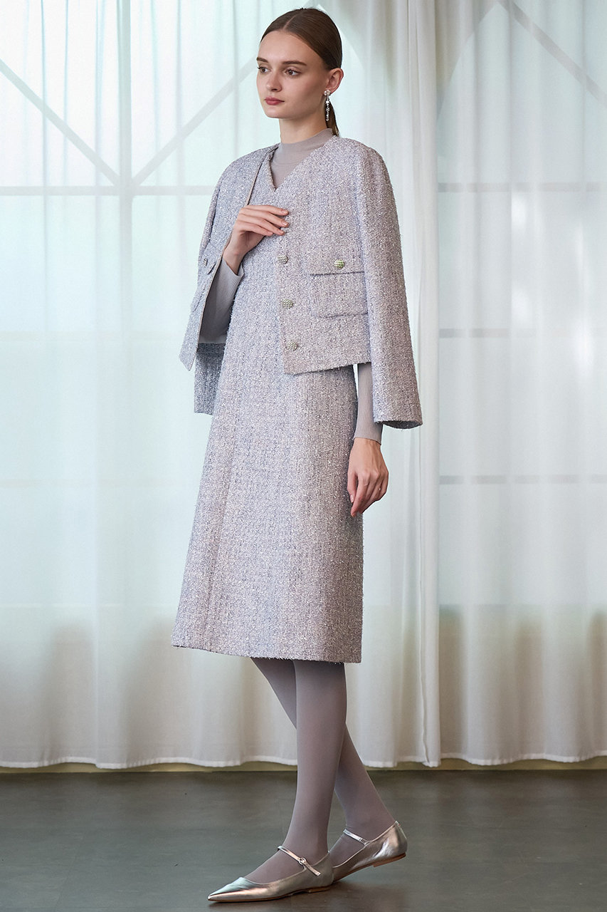 ANAYI(アナイ)｜メタルシャギーツイードワンピース/シルバー の通販