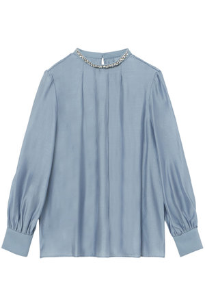 アナイ/ANAYIのシルキーオーガンジービジューブラウス(110400/110403)