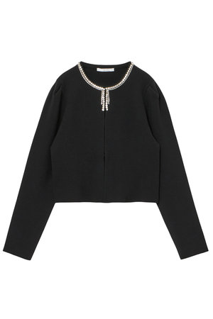 アナイ/ANAYIのビジューネックメリノスムースカーディガン(110300/110303)