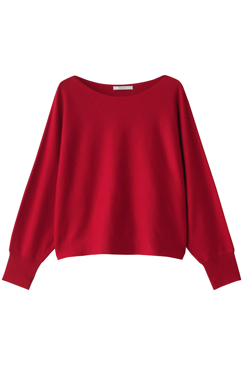 ANAYI スプリングメリノドルマンプルオーバー (レッド, 38) アナイ ELLE SHOP ANAYI スプリングメリノドルマンプルオーバー (レッド, 38) アナイ ELLE SHOP