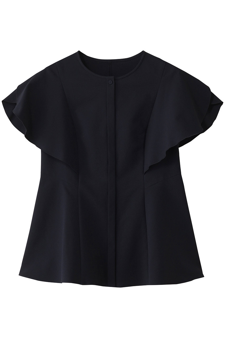 ANAYI サッカーストレッチペタルスリーブブラウス (ネイビー, 38) アナイ ELLE SHOP