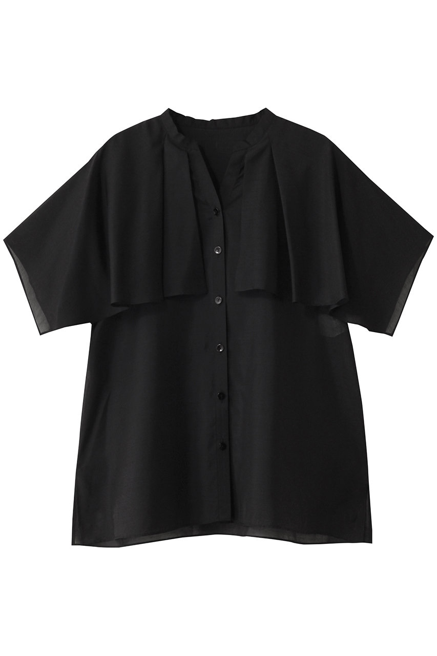 ANAYI スパンローンケープラッフルブラウス (ブラック, 38) アナイ ELLE SHOP ANAYI スパンローンケープラッフルブラウス (ブラック, 38) アナイ ELLE SHOP