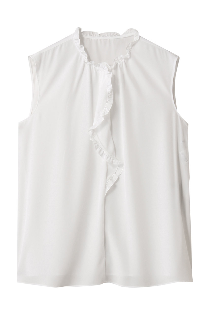 ANAYI クレープデシンフロントラッフルブラウス (ホワイト, 38) アナイ ELLE SHOP ANAYI クレープデシンフロントラッフルブラウス (ホワイト, 38) アナイ ELLE SHOP