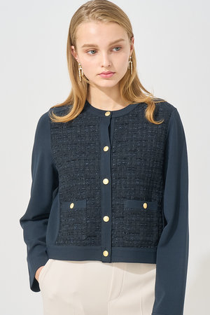 アナイ/ANAYIの【Eternal Line 2025】ミックスツイードコンビ ジャケット カーディガン(110300/110303)