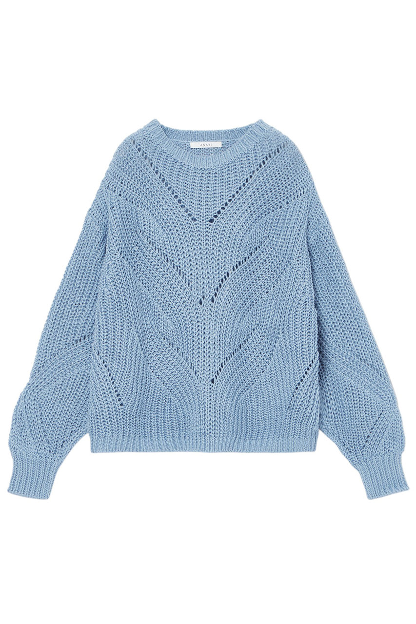 ANAYI コットンテープ畦プルオーバー (ブルー, 38) アナイ ELLE SHOP ANAYI コットンテープ畦プルオーバー (ブルー, 38) アナイ ELLE SHOP
