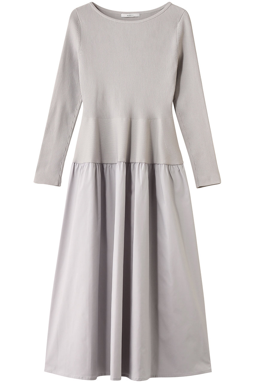 ANAYI ペプラム切替ドッキングワンピース (グレー, 38) アナイ ELLE SHOP ANAYI ペプラム切替ドッキングワンピース (グレー, 38) アナイ ELLE SHOP