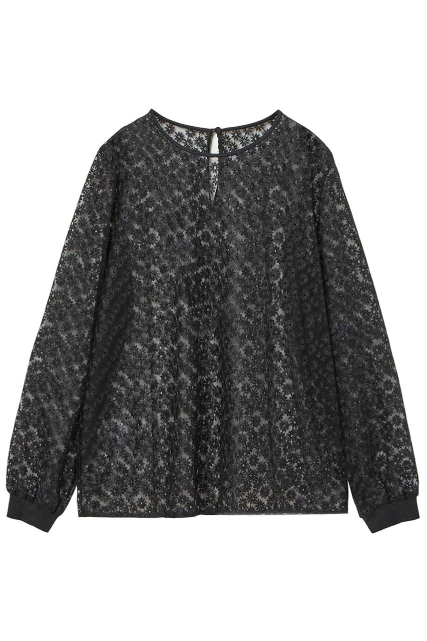 ANAYI フラワー刺繍クループルオーバー (ブラック, 38) アナイ ELLE SHOP ANAYI フラワー刺繍クループルオーバー (ブラック, 38) アナイ ELLE SHOP