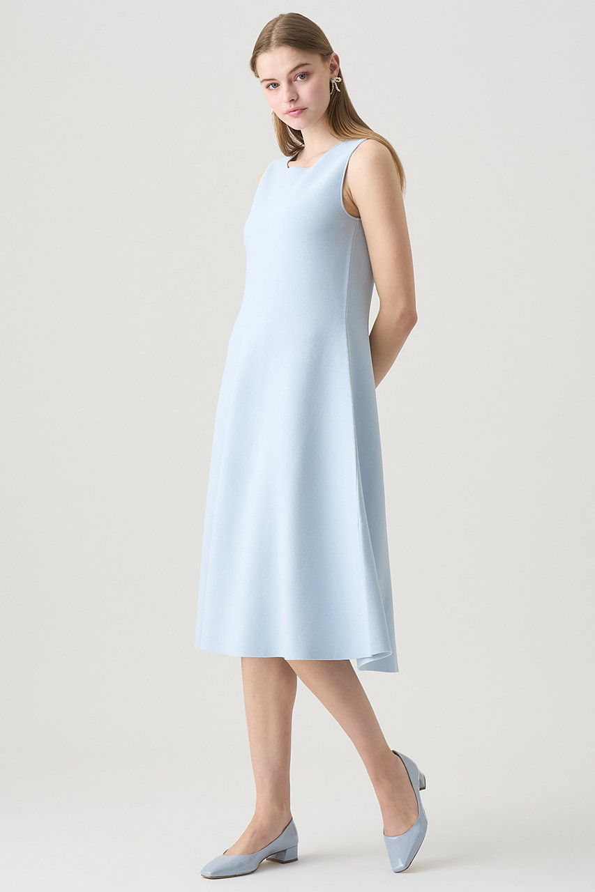ANAYI(アナイ)｜ヴィスコースニットスムース ワンピース/ブルー の通販