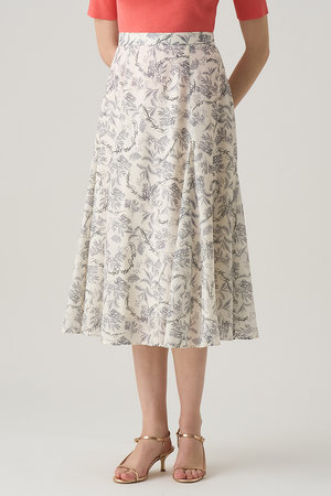 アナイ/ANAYIのリーフカリグラフィープリントマチフレアスカート(110700/110702)