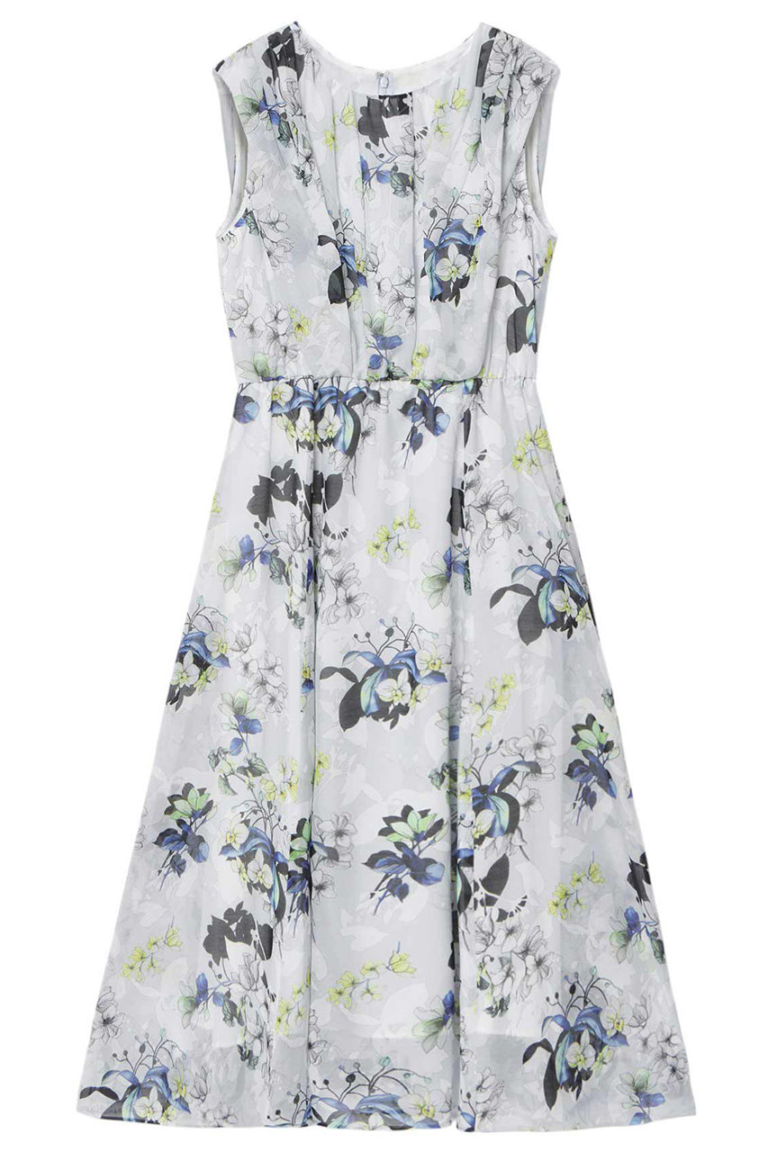 ANAYI bouquet プリントランダムタック ワンピース (ブルー, 38) アナイ ELLE SHOP ANAYI bouquet プリントランダムタック ワンピース (ブルー, 38) アナイ ELLE SHOP
