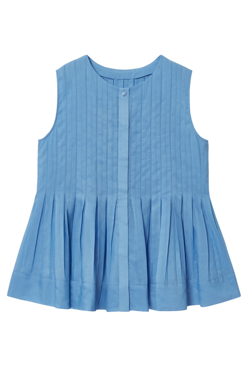 ANAYI ボイルプリーツペプラム ブラウス (ブルー, 38) アナイ ELLE SHOP
