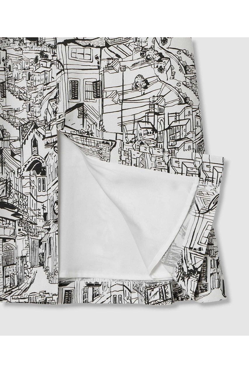 ANAYI(アナイ)｜シティスケーププリントAライン スカート/ホワイト の