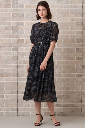 2023♡ANAYI ストレッチクロスベルト付きワンピース 36