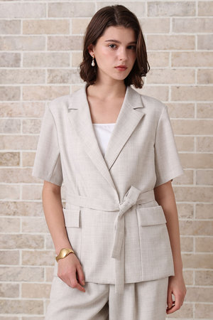 アナイ/ANAYIのリネンライクビエラ半袖 ジャケット(110800/110801)