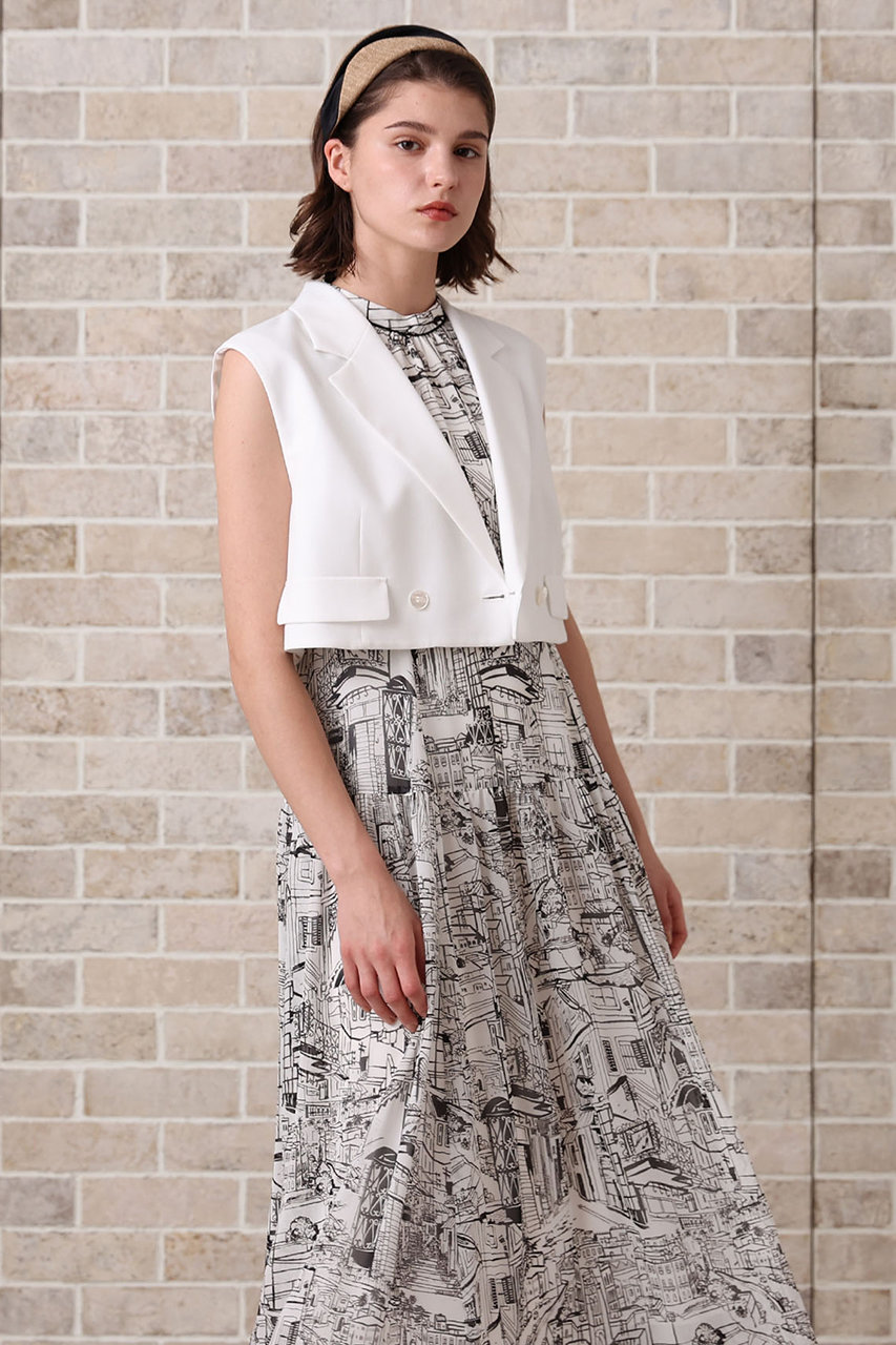 アナイ リネンライクビエラショートジレ ANAYI｜【セットアップ対応商品】リネンライクビエラショートジレ